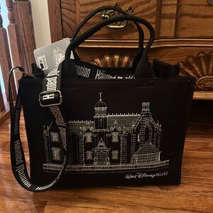 NWT Black Disneyland Haunted Mansion Tote/Purse with detachable strap
